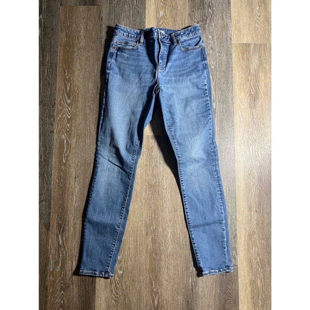 Lands End Mid Rise Skinny Jeans Womens 8 Blue Stretch Denim Classic Wash
